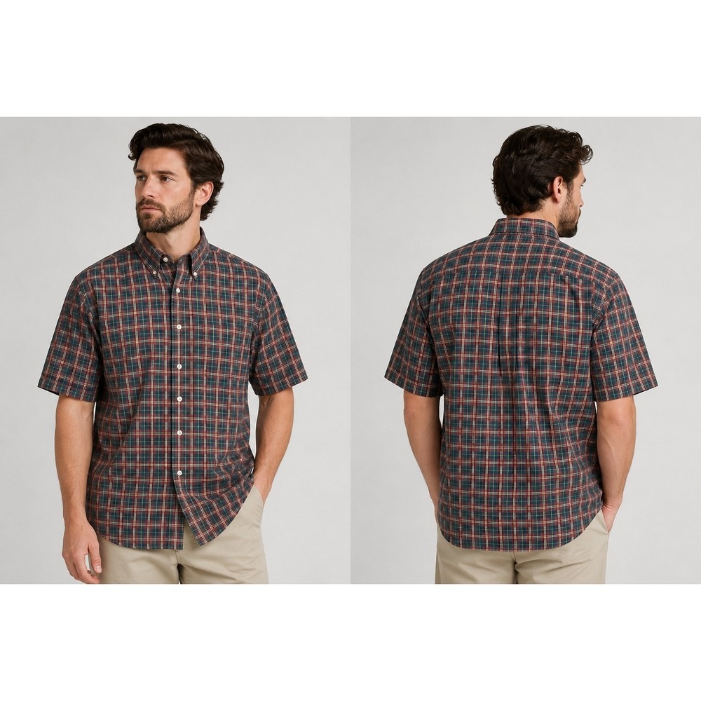 Britches Great Outdoors Plaid Button Front Shirt Men XL Short Sleeve Cotton